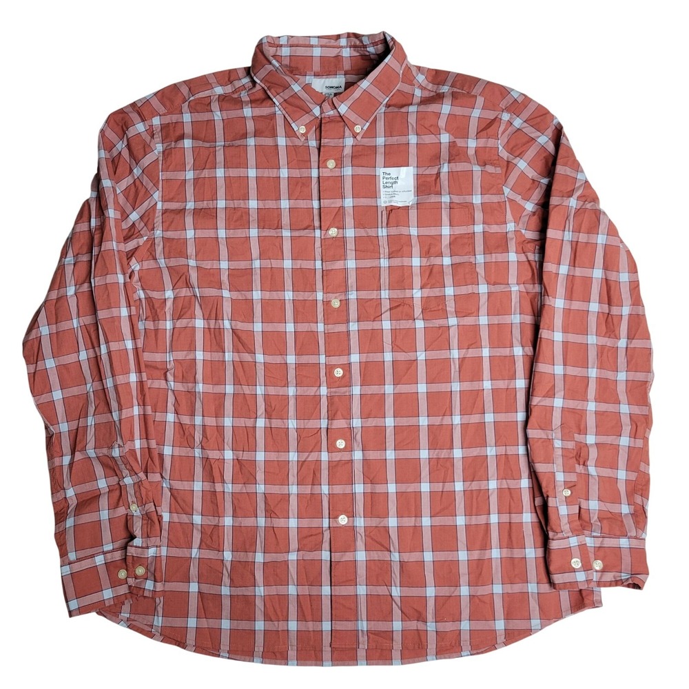 Sonoma Men's XXL The Perfect Length Plaid Button-Down Shirt NWT